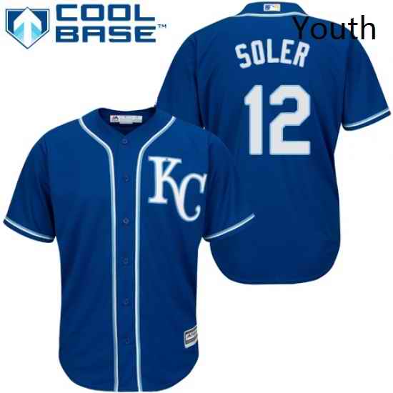 Youth Majestic Kansas City Royals 12 Jorge Soler Replica Blue Alternate 2 Cool Base MLB Jersey
